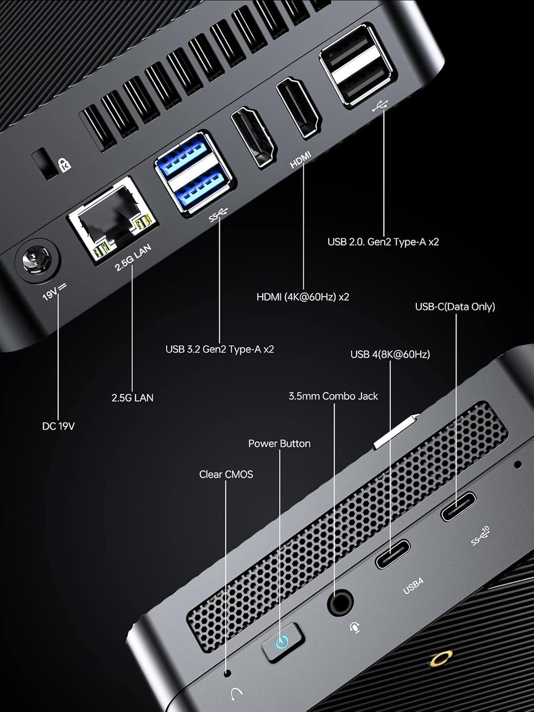 MINIS FORUM Mini PC UM773 LITE, AMD Ryzen 7 7735HS 8-Core-aufrüstbarer 32 GB DDR5/1TB SSD Mini-Deskt