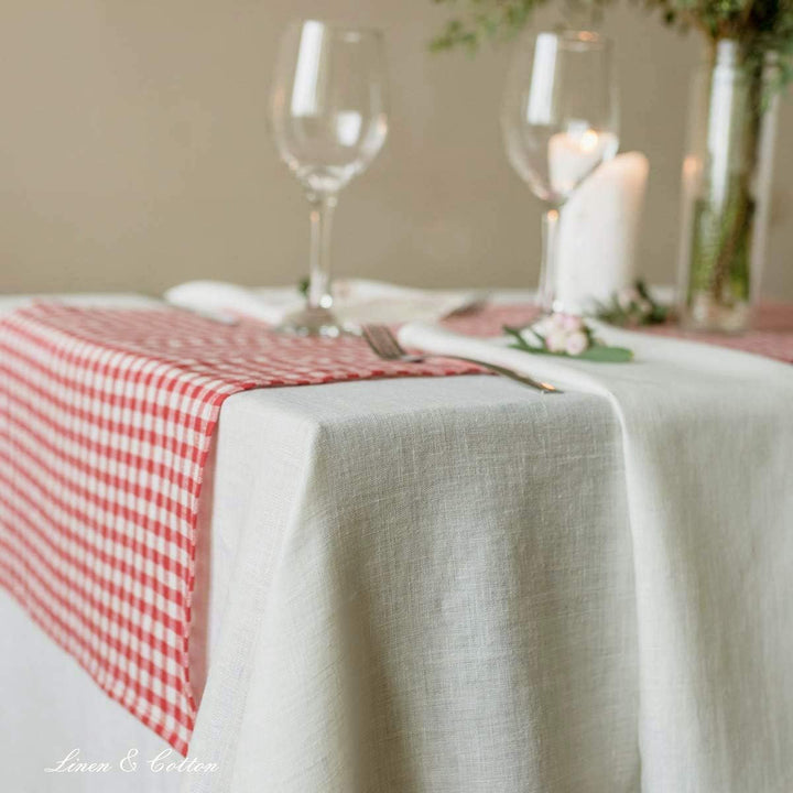 Linen & Cotton Tischdecke Stoff Tischtuch Tischwäsche Hygge 100% Leinen, Ecru Weiss (140 x 250 cm) F