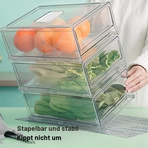 YekouMax Speisekammer-Organisation und Aufbewahrungsbehälter, Kühlschrank-Organizer, stapelbare Aufb