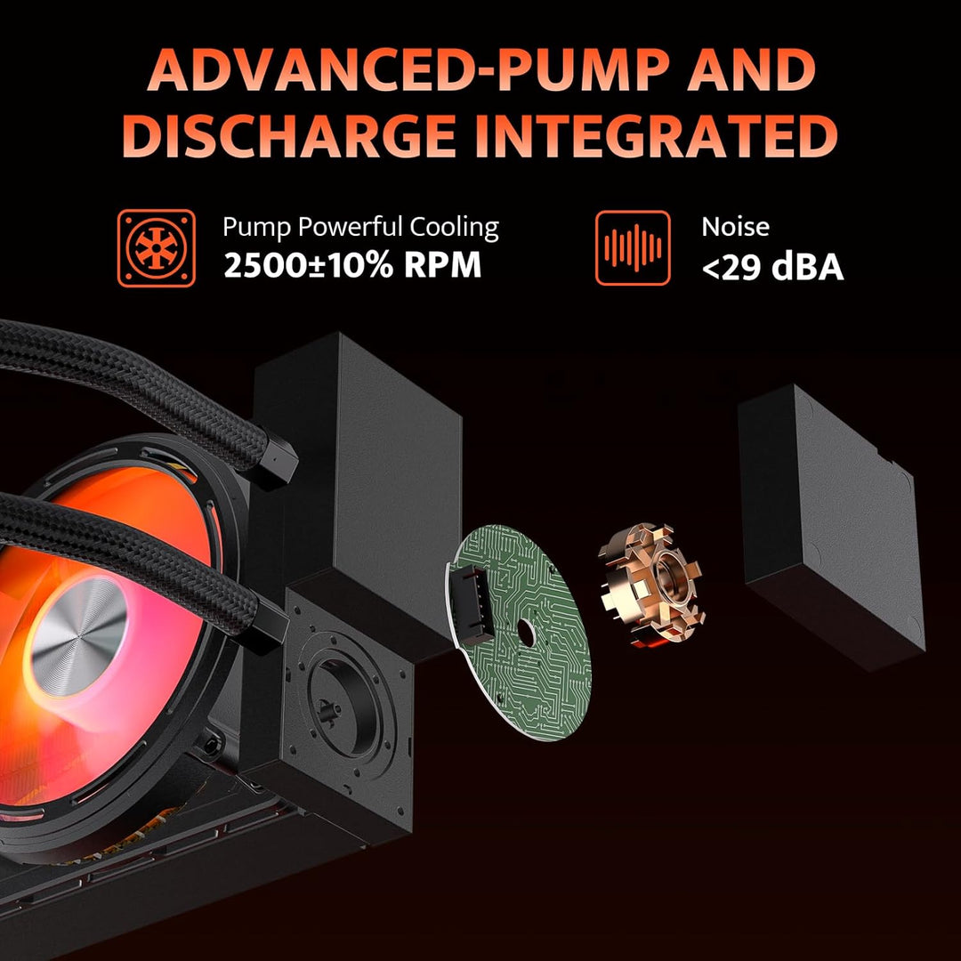 darkFlash DE360 All-in-One CPU Flüssigkeitskühler, 2,88" LCD-Bildschirm 480x480 Auflösung, ARGB-Sync