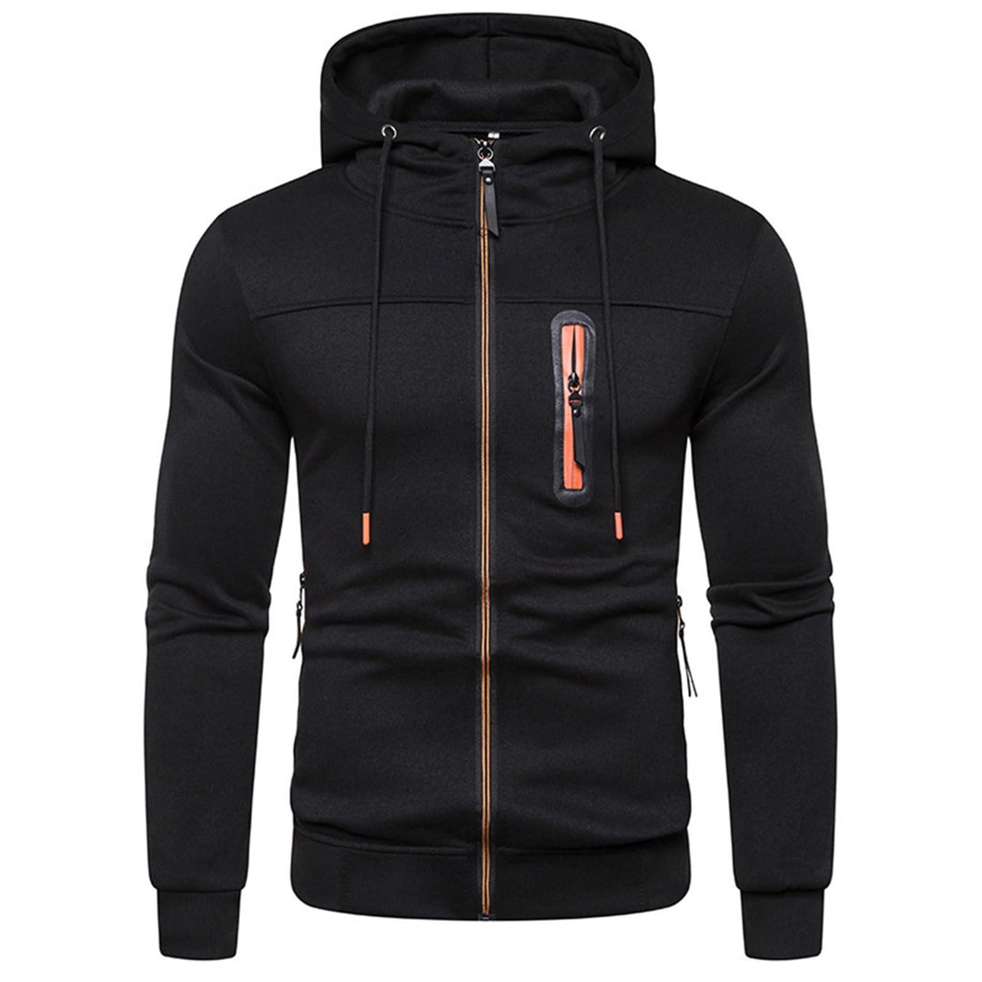 Sportjacke Herren Casual Sweatjacke Zip Kordelzug Hoodie Sweatshirt Jacke Basic mit Kapuze Langarm K
