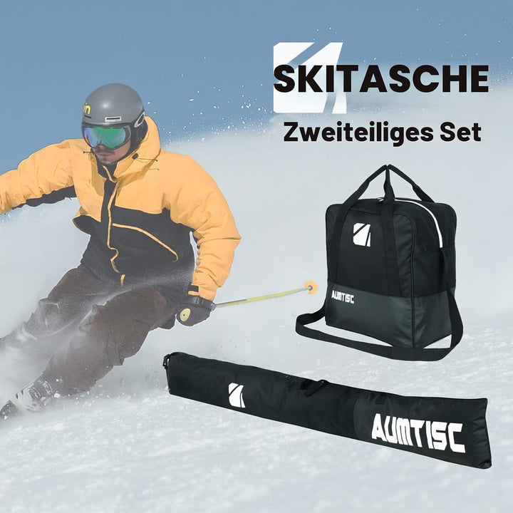 AUMTISC Skitasche und Skischuhtasche Combo - Skitaschen für Flugreisen - gepolsterte Schneeskitasche