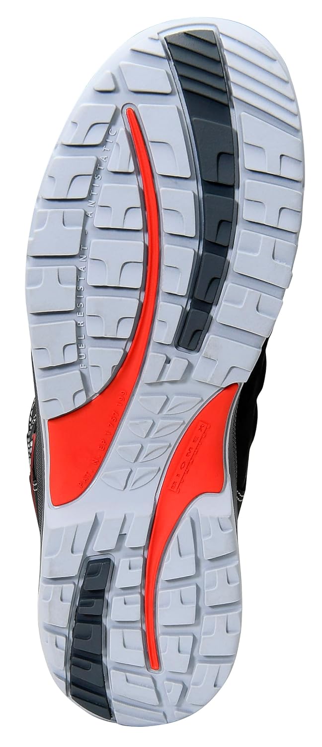 ELTEN Sicherheitsschuhe TILL BOA Mid ESD S3, Herren, Leder, Stahlkappe, leicht, robust, Schwarz/Rot,