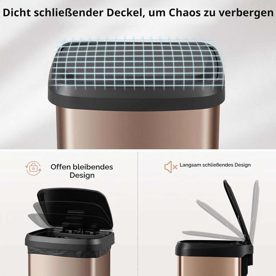 GIANTEX Mülleimer Küche 50 Liter, Abfalleimer mit Deckel &amp; Pedal, Küchenmülleimer aus Edelstahl &amp; Ku