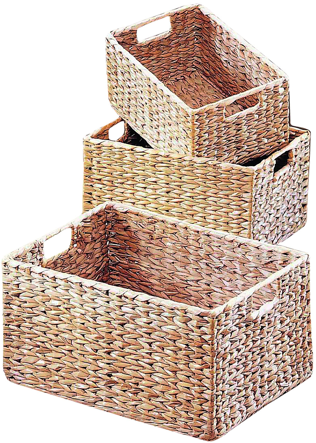 Kobolo Regalkorb Korb eckig - Wasserhyazinthe - 3er Set