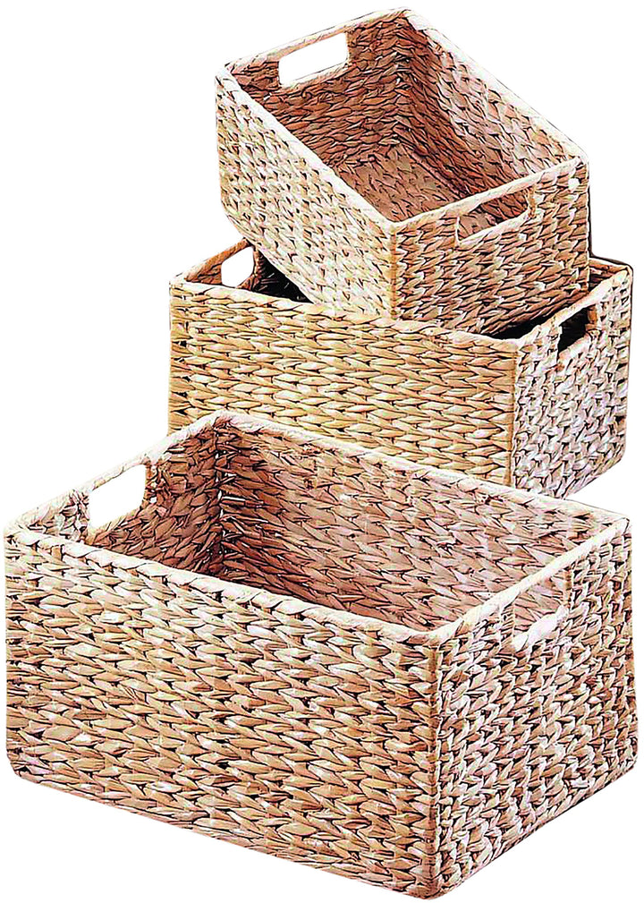 Kobolo Regalkorb Korb eckig - Wasserhyazinthe - 3er Set
