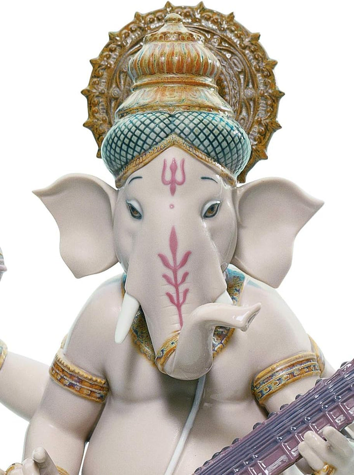 LLADRÓ Figur Veena Ganesha. Ganesha. Porzellan.