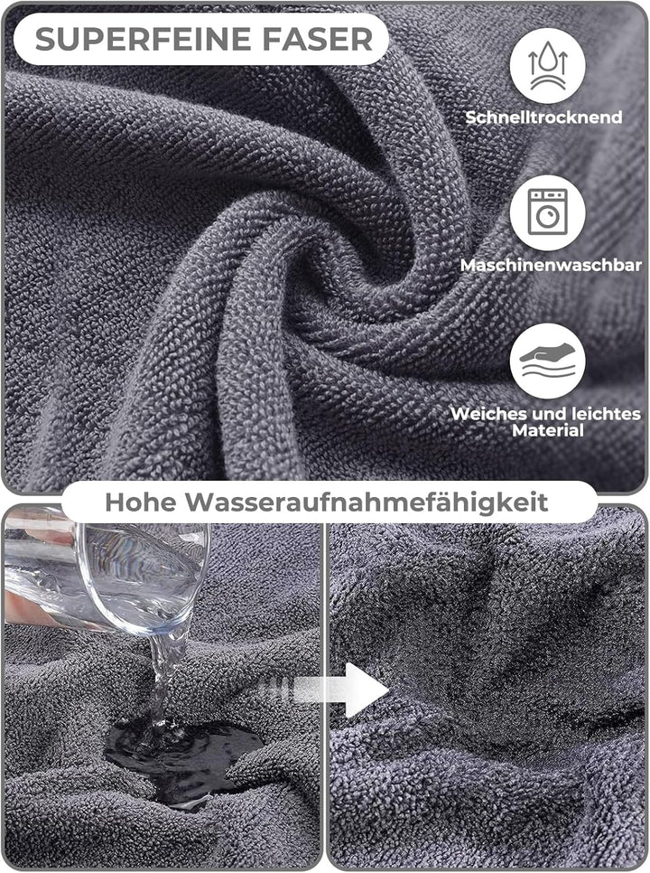 Bademantel für Hunde, Hundebademantel Aus Mikrofaser, Verstellbares Halsband Mit Klettverschluss Sch