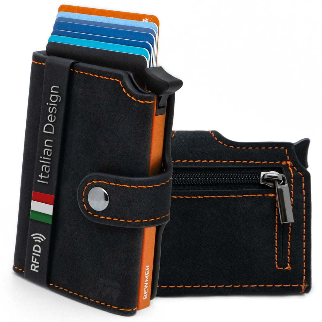 BEWMER 2 Shielded | Herren und Damen Slim Wallet mit RFID-Schutz Anti-Cloning | Kartenetui mit Münzf