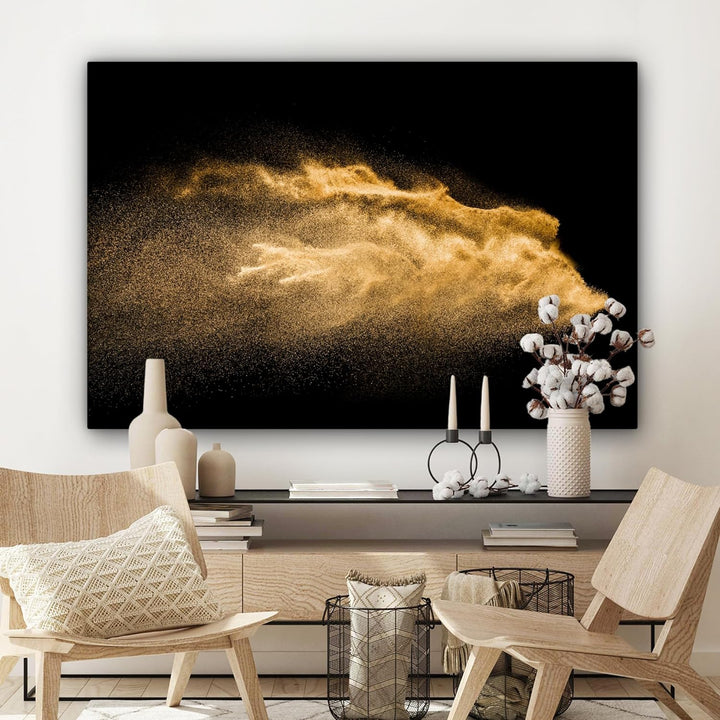 MuchoWow© Bilder Gross 120x80 cm XXL Wohnzimmer Goldene Deko Modern Wandbild Foto auf Leinwand Bild