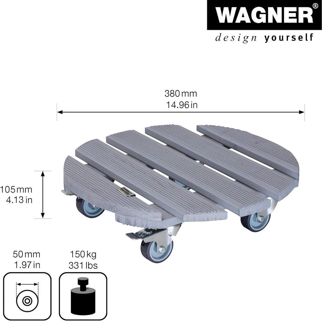 WAGNER Pflanzenroller CREO Ø 38 x 10,5 cm I Blumenroller für Aussenbereich + Innenbereich I FSC®-Mas