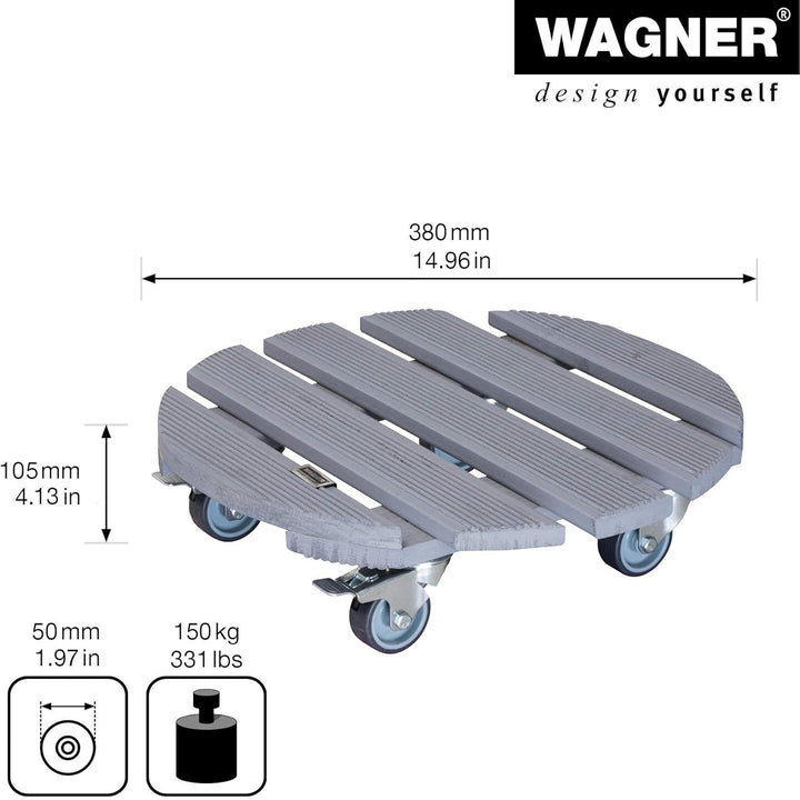 WAGNER Pflanzenroller CREO Ø 38 x 10,5 cm I Blumenroller für Aussenbereich + Innenbereich I FSC®-Mas