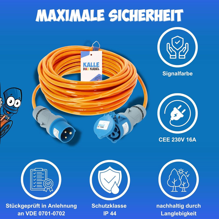 CEE Verlängerung KALLE Blue SIGNAL 2,5mm² Industrie Bau Boot Womo Camping Vollpur-Premium-Leitung 5