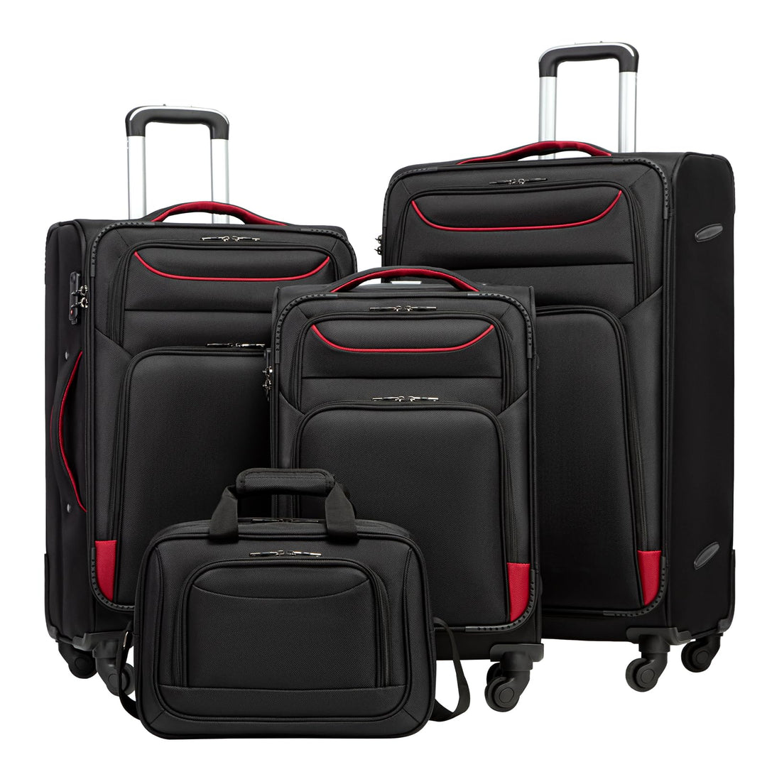 COOLIFE Kofferset 4 teilig Weichgepäck 58/66/80cm und 1 Grosse Umhängetasche | Stoffkoffer Reisekoff