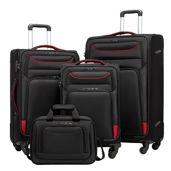 COOLIFE Kofferset 4 teilig Weichgepäck 58/66/80cm und 1 Grosse Umhängetasche | Stoffkoffer Reisekoff