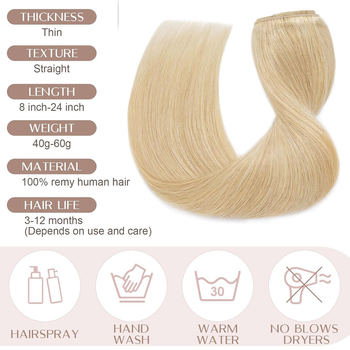 SEGO Clip in Haar Extensions Echthaar Haarverlängerungen ein Tresse 5 Clips Haarverdichtung Haarteil