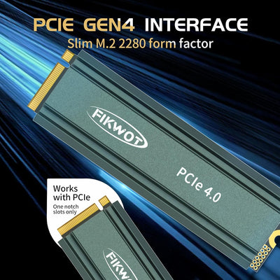 Fikwot FN960 512GB M.2 2280 PCIe Gen4 x4 NVMe 1.4 Internes Solid State Drive mit Kühlkörper – Bis zu