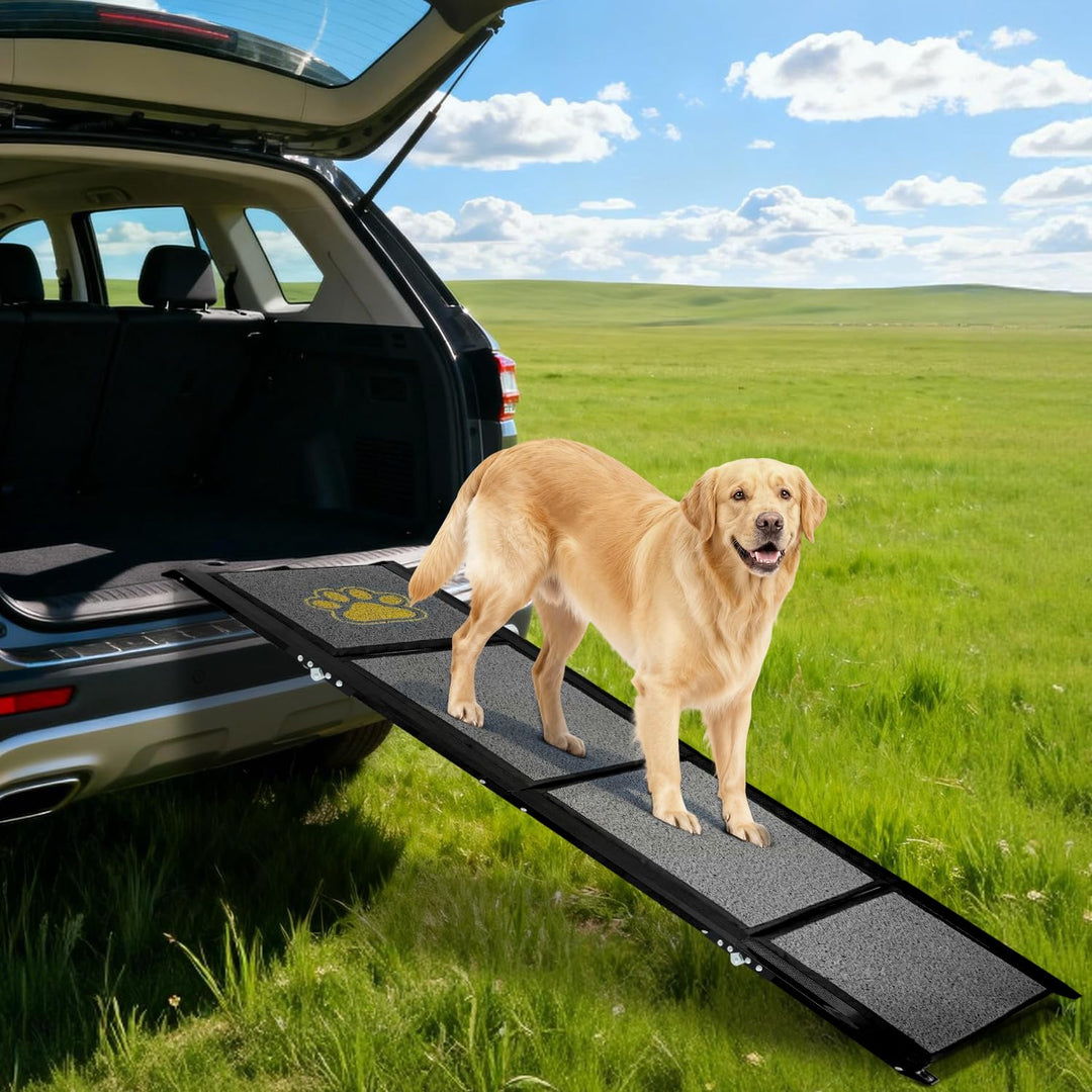Hunderampe Auto Klappbar Extra Lang 180 cm Hundetreppe Auto mit Rutschfester Teppichoberfläche für K