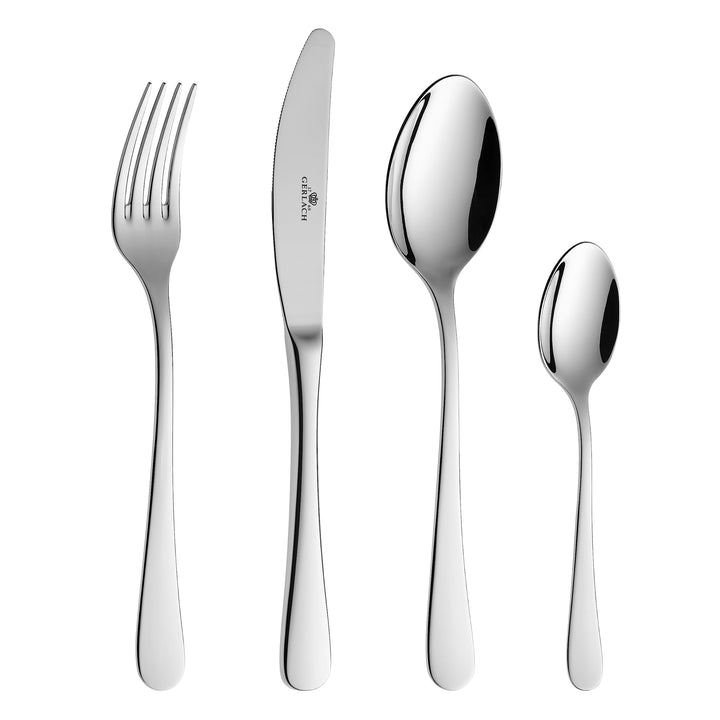 Gerlach Flow Besteck-Set 6 Personen Spülmaschinenfest Essbesteck Besteck aus Edelstahl Messer Gabel