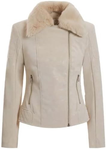 GUESS Damen Olivia Jacket Kunstlederjacke, Milk
