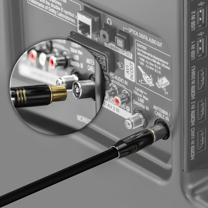 deleyCON 15m TV Antennenkabel HDTV Full HD - 1x gewinkelt - Koaxialkabel - TV-Stecker (gerade) zu TV
