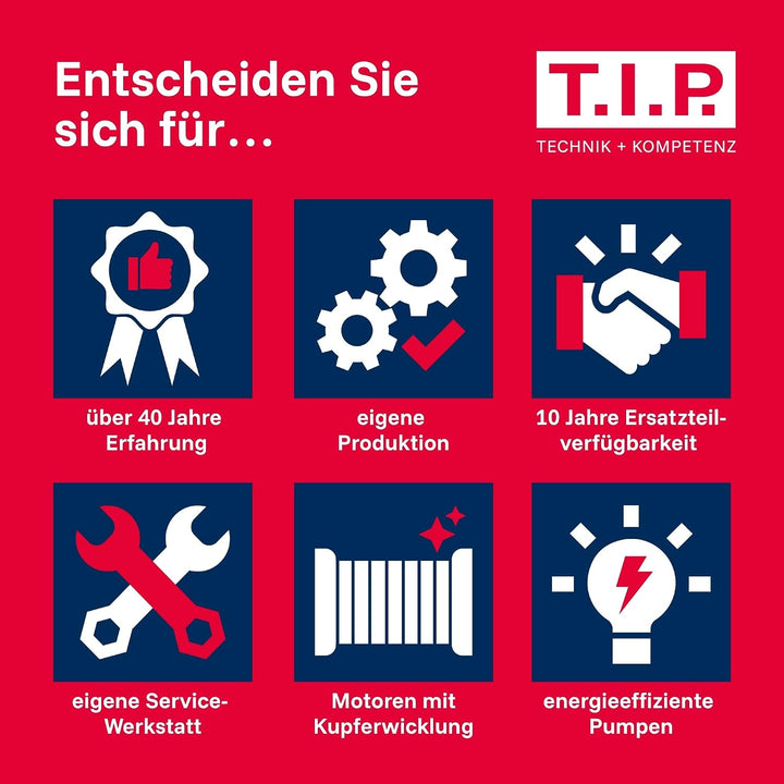 T.I.P. Schmutzwasser Tauchpumpe Edelstahl (10.500 l/h Fördermenge, 7 m Förderhöhe, 0,7 bar Druck, 50