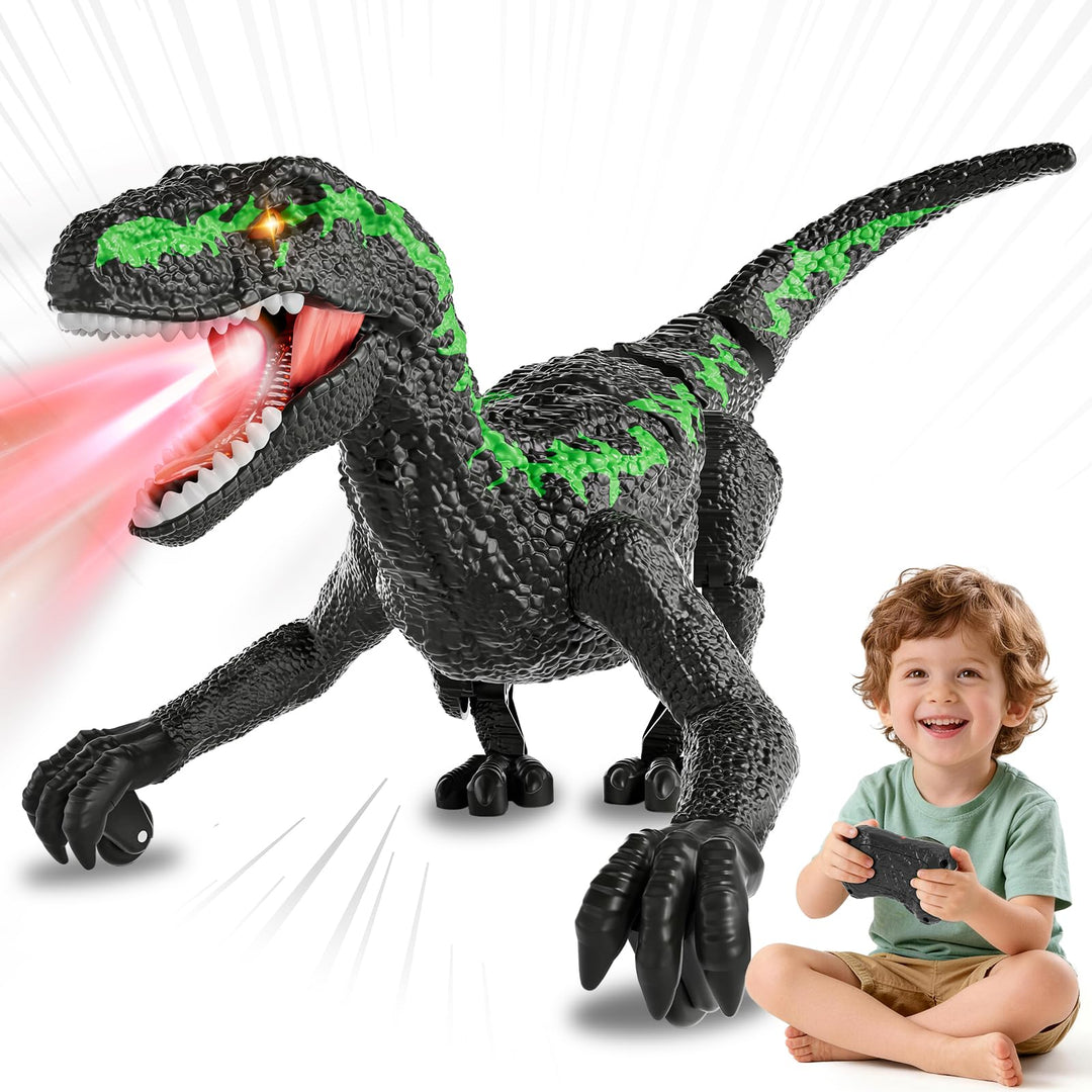 Fernsteuerungs-Dinosaurier für Kinder ab 3, 2,4 GHz RC-Dino mit 3D-Augen & 3 Geräuschen, interaktive