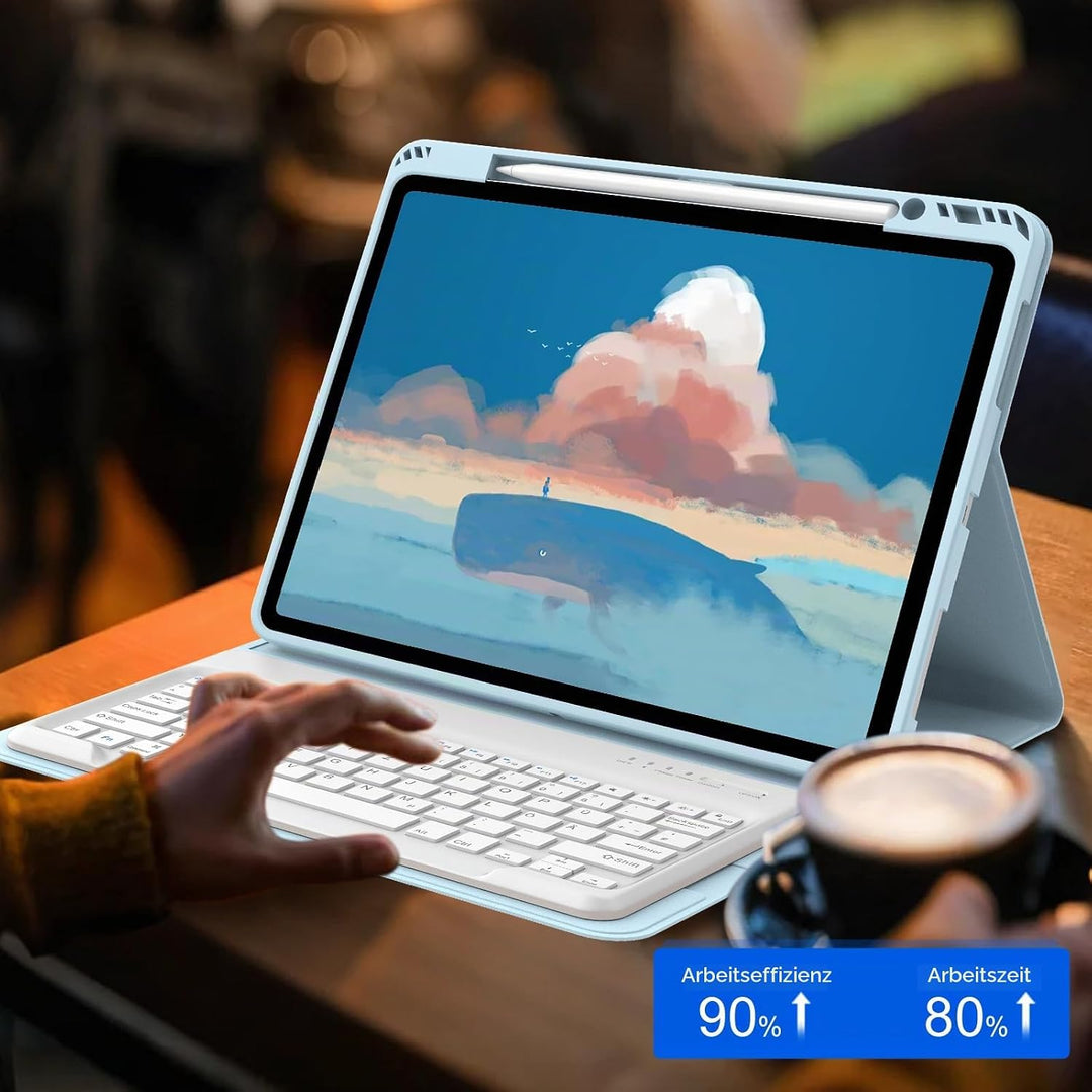 Hülle mit Tastatur für iPad Pro 12.9 Zoll 6ª 2022 /5ª 2021/4ª 2020/3ª Gen 2018, QWERTZ Deutsches Mag