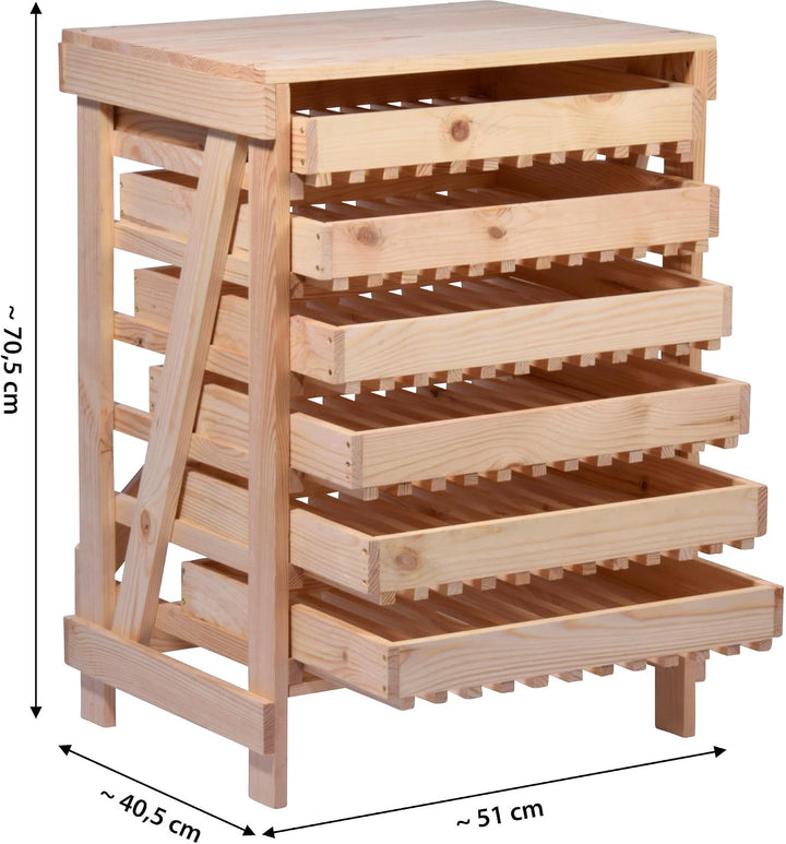 dobar® Green Label 29024FSCe Apfelstiege mit 6 Schubladen | Obsthorde aus Massivholz | Vorratsregal