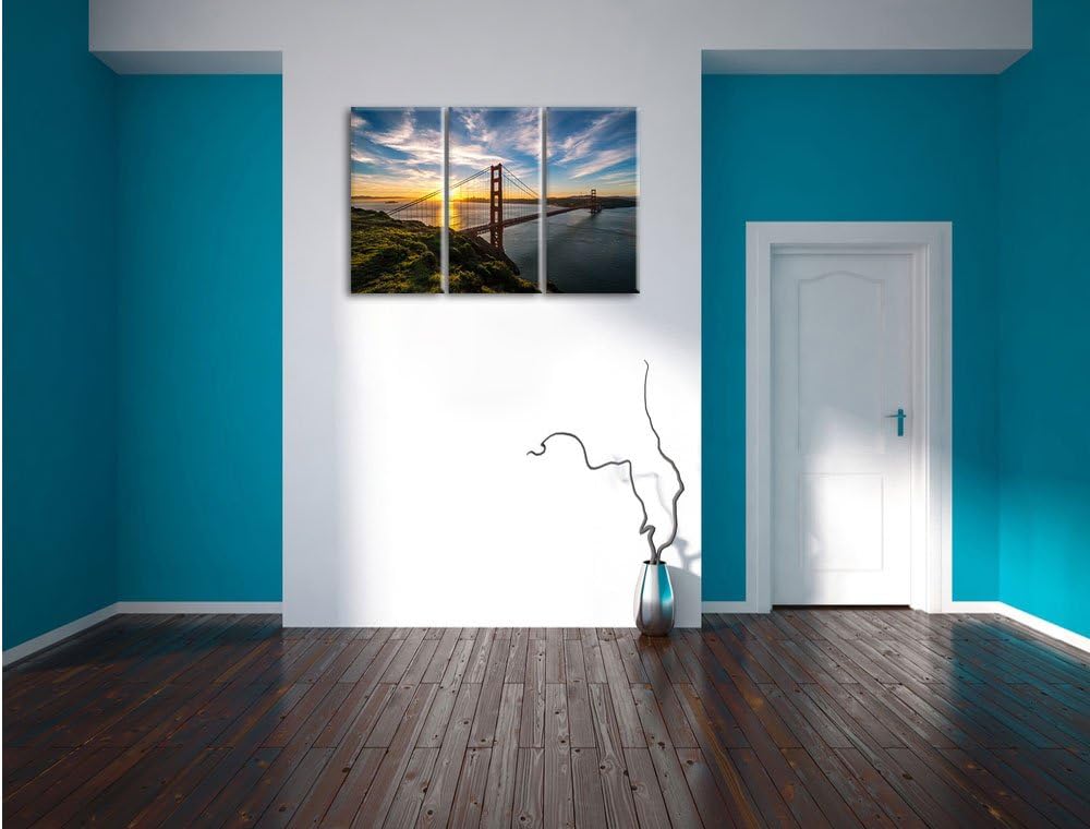 Pixxprint Golden Gate Bridge als Leinwandbild 3 teilig/Grösse: 3 Teilig (120x80) / Wandbild/Kunstdru