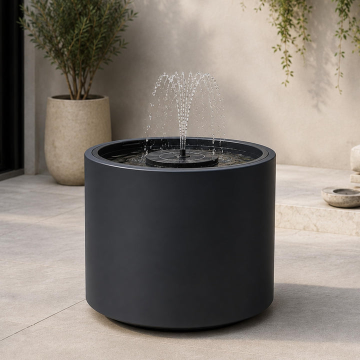Solarbrunnen Set für draussen - Solar Springbrunnen mit Akku Ø 47x45 cm Schale anthrazit Anthrazit Ø
