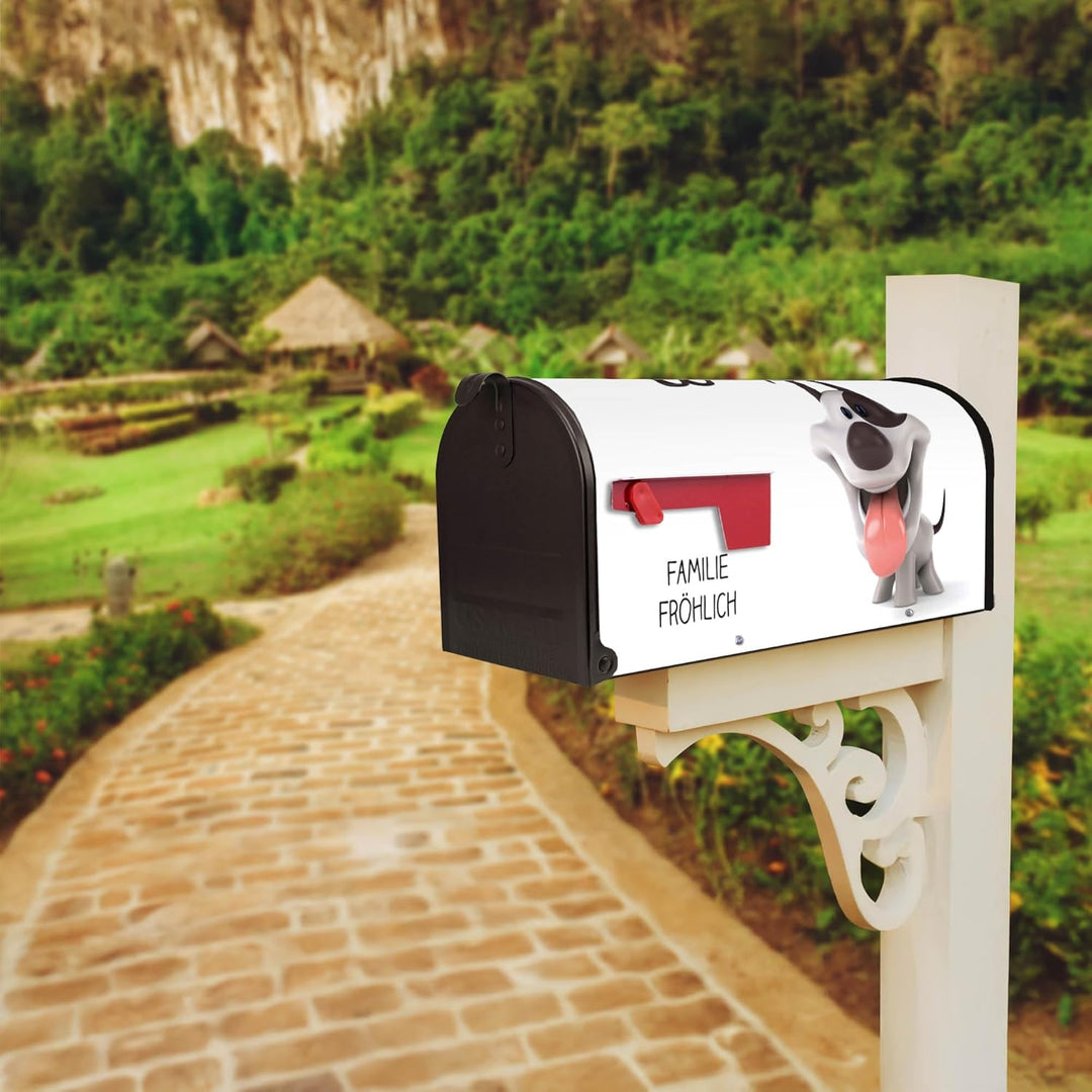banjado® Amerikanischer Briefkasten individualisiert - US Mailbox/Letterbox mit Motiv Comic-Hund 51x