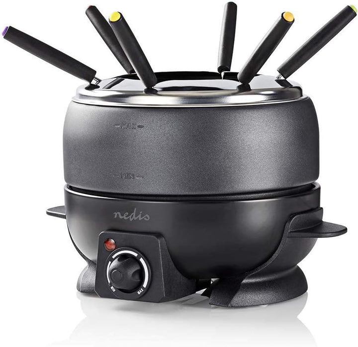 Nedis - Fondue-Set - 6 Personen - 2,3 L - 800 W - Einstellbare Temperaturregulierung - Abnehmbaren G