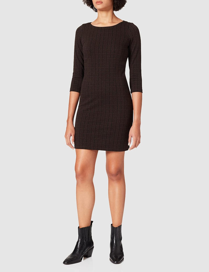 TOM TAILOR Damen Print Kleid 32 28385 - Black Brown Structure Check, 32 28385 - Black Brown Structur