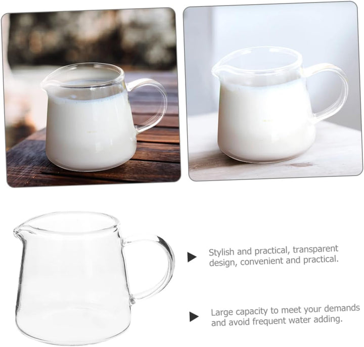 Alipis Glas Milchkännchen mit Griff 450 Ml Milchaufschäumer Kaffeekanne Transparent für Latte Art un