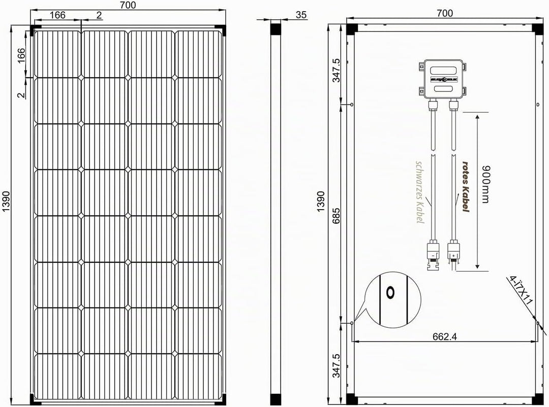 enjoy solar PERC Mono 12V 9-Busbars (9BB) 166 * 166mm Monokristallines Solarpanel ideal für Wohnmobi