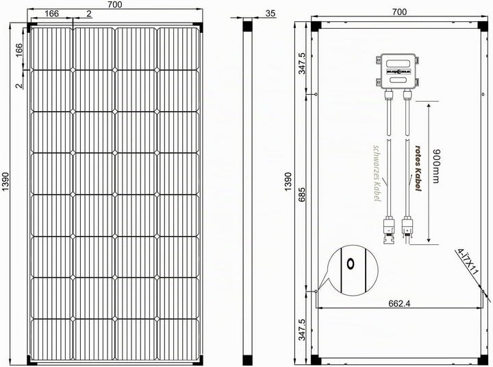 enjoy solar PERC Mono 12V 9-Busbars (9BB) 166 * 166mm Monokristallines Solarpanel ideal für Wohnmobi
