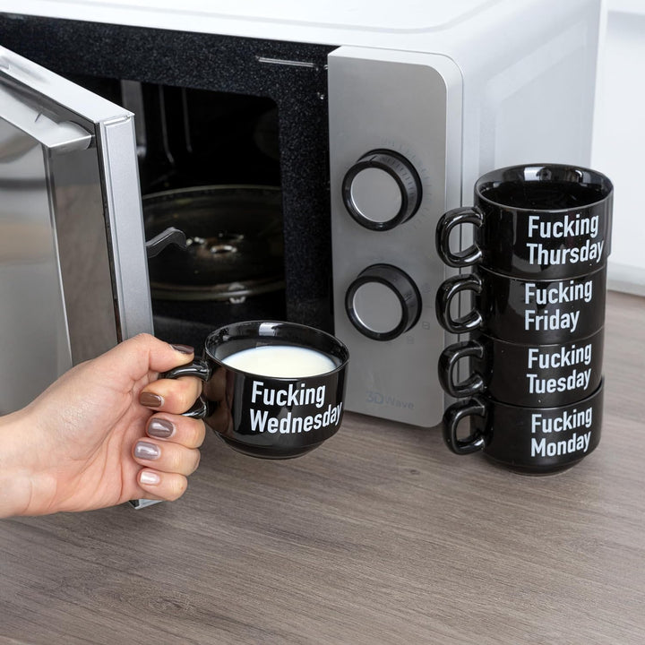 FISURA - Tassen set von originellen. Schwarze Tassen mit Sprüchen.Espressotassen mit Botschaft. Set