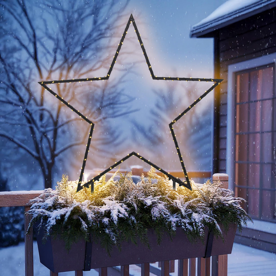 LED Metall Gartenstecker Stern - 60 cm - Weihnachtsstern mit 150 LED beleuchtet - Advent Winter Gart