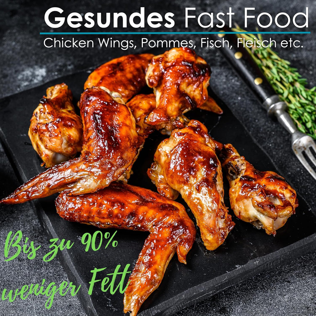 Heissluftfritteuse | 2 Kammern | Heissluftfritteuse | 4 in 1 Mini Backofen | Fritteuse | Dörrautomat