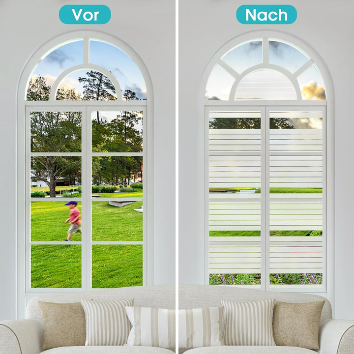 Lifetree Fensterfolie Streifen Sichtschutzfolie Selbstklebend Fensterfolie mit statischer Haftung An
