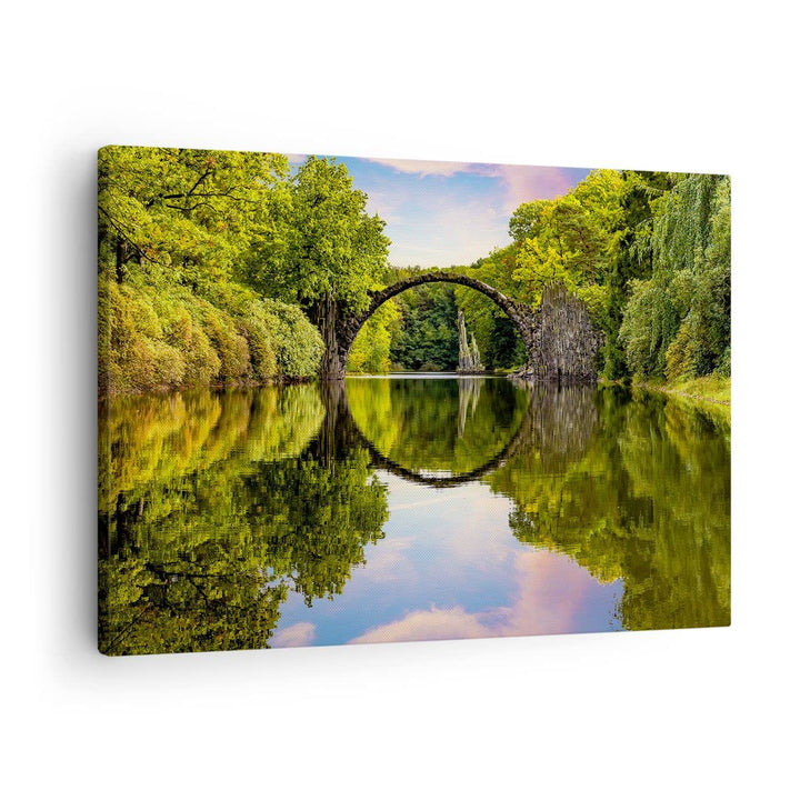 Bilder auf Leinwand Park Natur Wasser Leinwandbild mit Rahmen 70x50cm Wandbilder Dekoration Wohnzimm