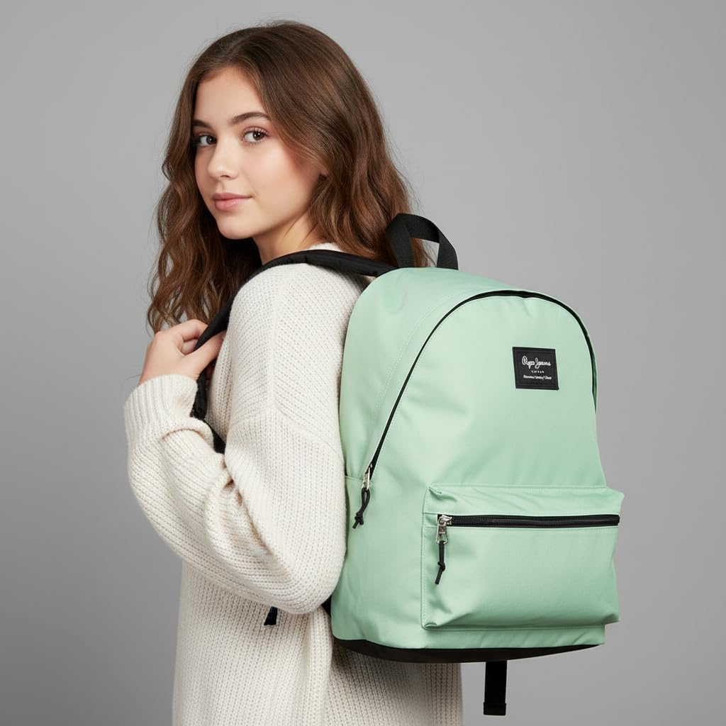 Pepe Jeans Unisex, Kinder Aris Rucksack und Federmäppchen (1er Pack) 30cm x 44cm x 20cm Grün, 30cm x