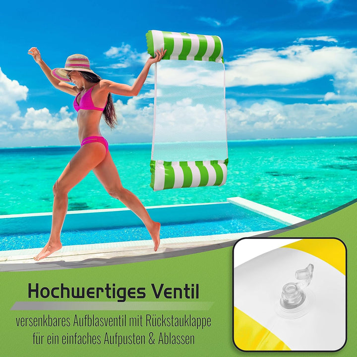 Balinco – Aufblasbare Wasserhängematte Luftmatratze mit 2 Luftkammern & Nylon Netz für Pool – Floati