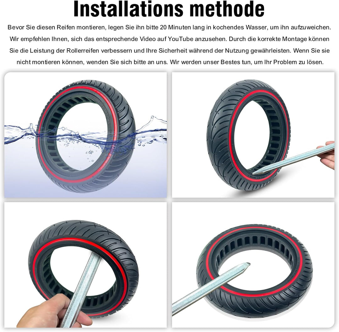 COASTA 2 x 8.5" Rollerreifen E Scooter Solid Reifen,8 1/2 Vollgummireifen,50/75-6.1 Ersatzreifen für