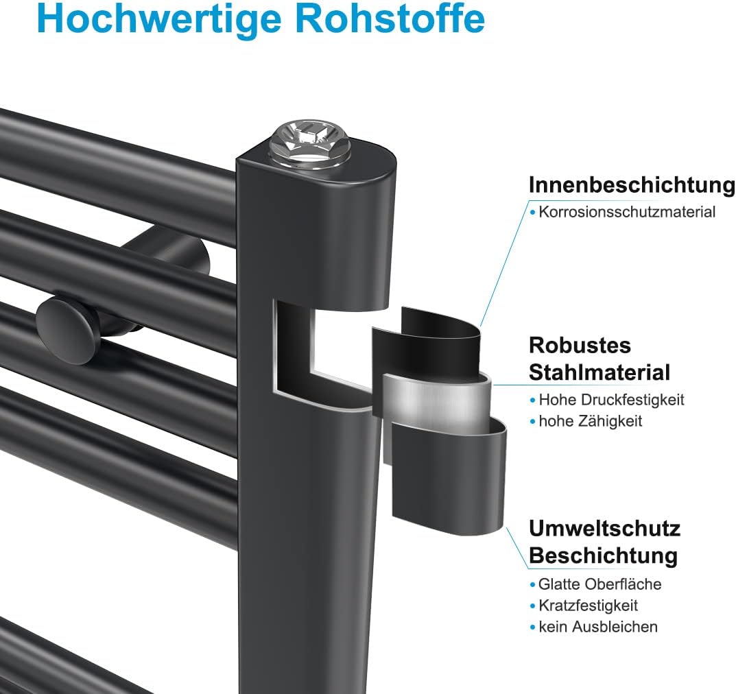 Heilmetz Badheizkörper Elektrisch 100x60cm Handtuchwärmer mit Digitalem Thermostat mit Timer-Funktio