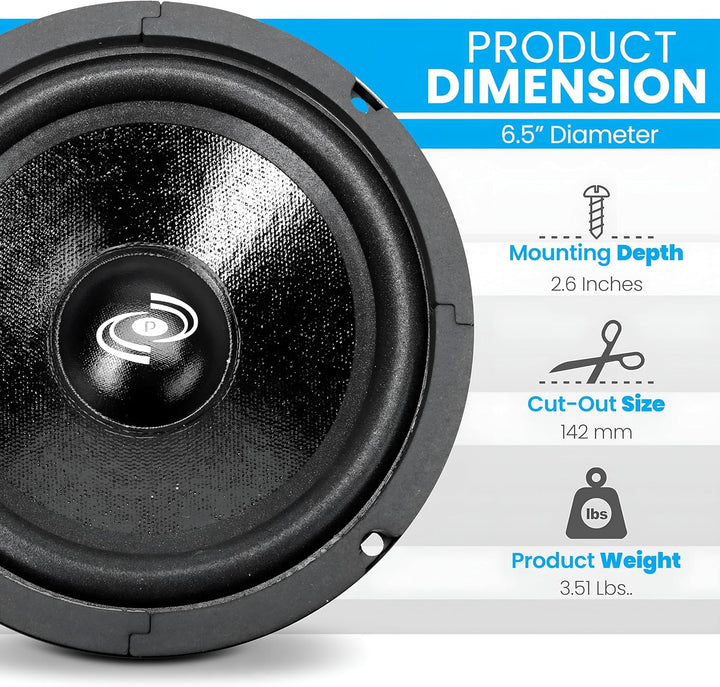 Pyle PDMR6 Auto-Audio-Lautsprecher, 16,5 cm, Mitteltöner, 300 Watt, hochleistungsfähige, versiegelte