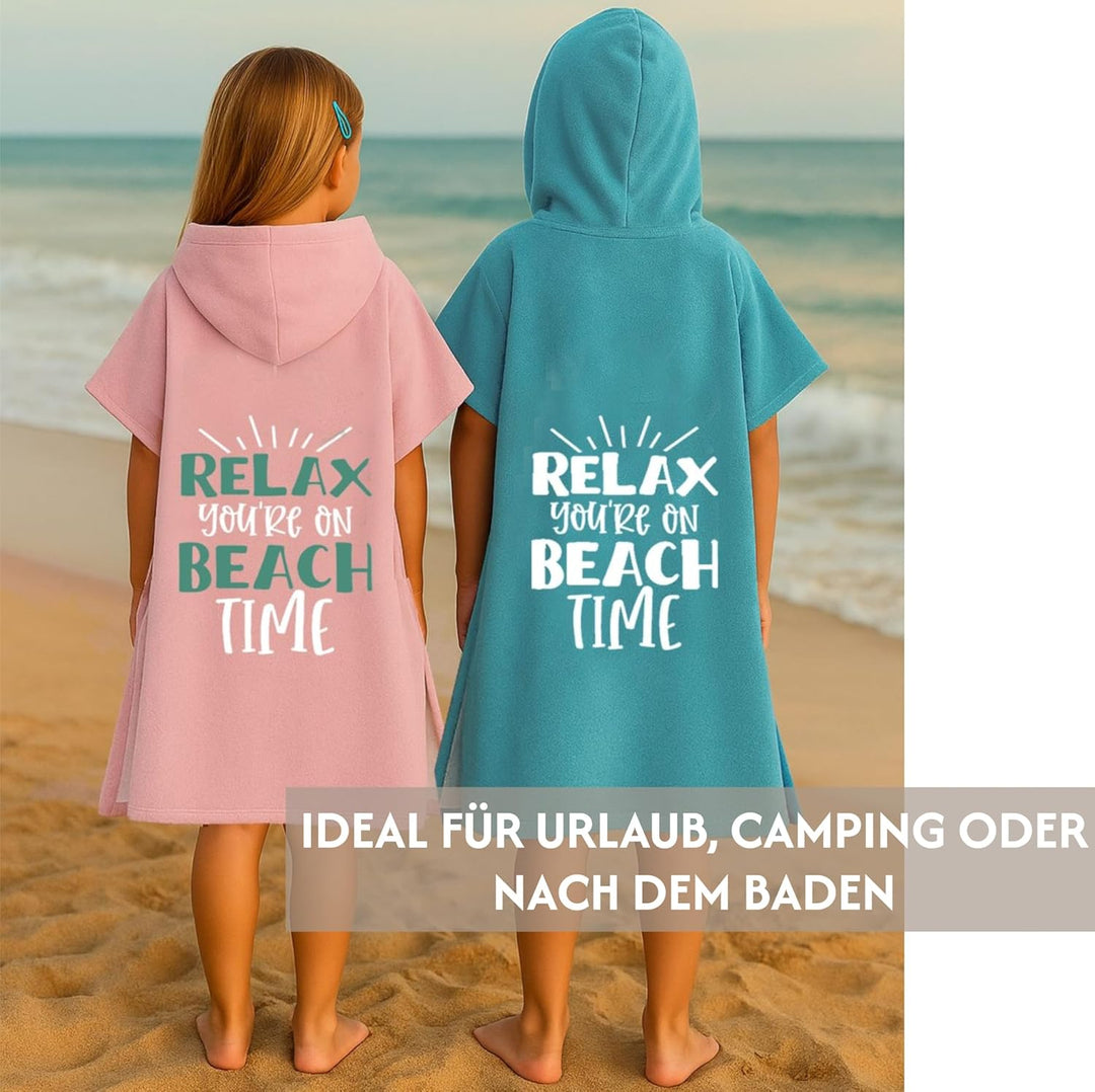 Badeponcho Kinder Poncho Handtuch - Mädchen Jungen Surf Frottee Bademantel Badetuch Baumwolle Strand