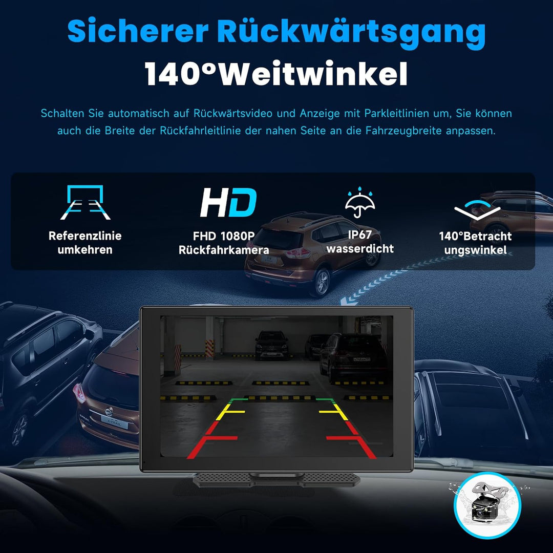 CarPlay Display Android Auto, Car Play Nachrüsten IPS Touch Screen mit 1080P Rückfahrkamera, Kabello