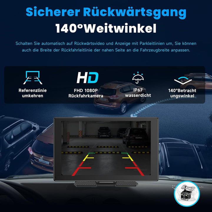 CarPlay Display Android Auto, Car Play Nachrüsten IPS Touch Screen mit 1080P Rückfahrkamera, Kabello